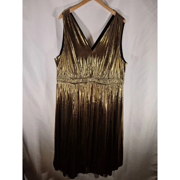 Torrid Gold Liquid Knit Double V-Neck Sharkbite Tea Length Dress Plus Size 3 3X - Picture 5 of 5